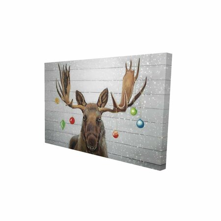 FONDO 20 x 30 in. Moose Has Christmas Balls-Print on Canvas FO2777308